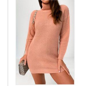 pink  knitted sweater dress
